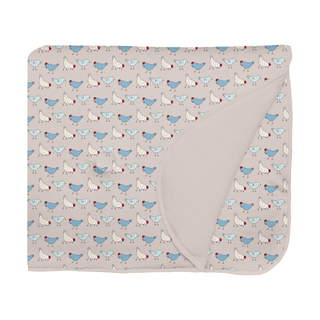Bamboo Fluffle Toddler Blanket with Embroidery - Latte Chickens KicKee Pants Size: One Size