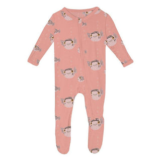 Bamboo Footie with 2-Way Zipper - Blush Puffer Family Baby & Toddler Sleepwear