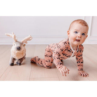 Bamboo Footie with 2-Way Zipper - Blush Rudolph Baby & Toddler Sleepwear