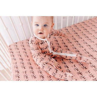 Bamboo Footie with 2-Way Zipper - Blush Rudolph Baby & Toddler Sleepwear