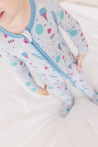 Print Bamboo Footie with 2-Way Zipper - Dew Candy Dreams Baby & Toddler Sleepwear