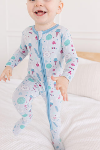 Print Bamboo Footie with 2-Way Zipper - Dew Candy Dreams Baby & Toddler Sleepwear