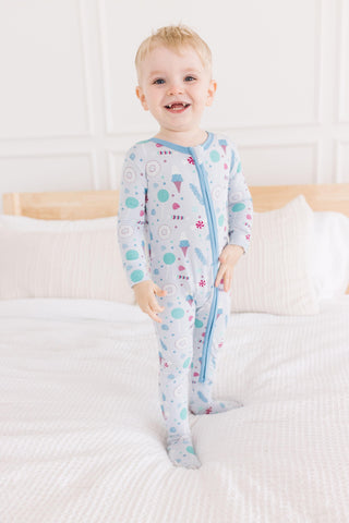 Print Bamboo Footie with 2-Way Zipper - Dew Candy Dreams Baby & Toddler Sleepwear