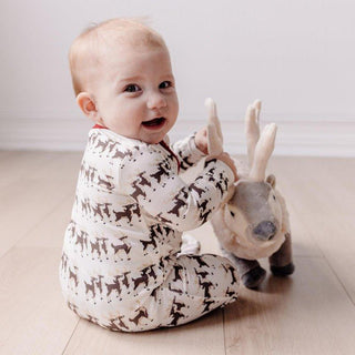 Bamboo Footie with 2-Way Zipper - Natural Rudolph Baby & Toddler Sleepwear