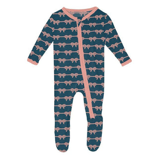Bamboo Footie with 2-Way Zipper - Peacock Boat Rope Bows Baby & Toddler Sleepwear