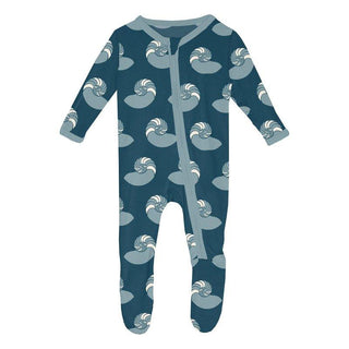 Bamboo Footie with 2-Way Zipper - Peacock Nautilus Baby & Toddler Sleepwear