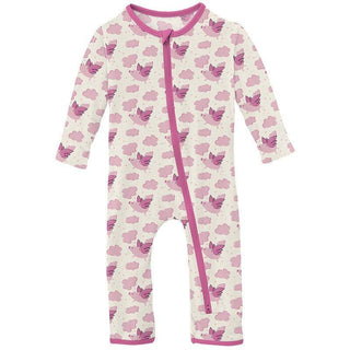 Girl's Print Bamboo Coverall with 2-Way Zipper - Natural Flying Pigs Baby & Toddler Sleepwear