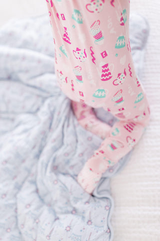 Girl's Print Bamboo Footie with 2-Way Zipper - Cake Pop Tea Party Baby & Toddler Sleepwear