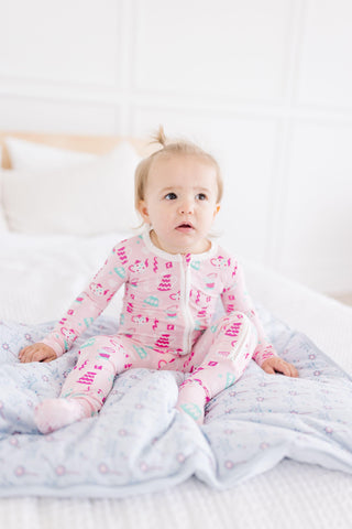 Girl's Print Bamboo Footie with 2-Way Zipper - Cake Pop Tea Party Baby & Toddler Sleepwear