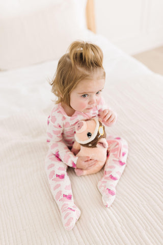 Girl's Print Bamboo Footie with 2-Way Zipper - Natural Flying Pigs Baby & Toddler Sleepwear