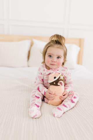 Girl's Print Bamboo Footie with 2-Way Zipper - Natural Flying Pigs Baby & Toddler Sleepwear
