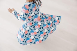 Bamboo Long Sleeve Twirl Dress with Pockets - Stormy Sea Enchanted Floral Baby & Toddler Dresses