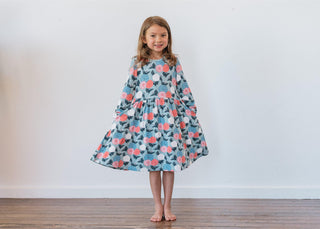 Bamboo Long Sleeve Twirl Dress with Pockets - Stormy Sea Enchanted Floral Baby & Toddler Dresses