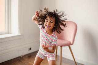 Girl's Print Bamboo Short Sleeve Pajama Set with Shorts - Make Believe Stripe KicKee Pants Size: 2T