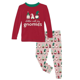 Bamboo Long Sleeve Graphic Tee Pajama Set - Baby Rose Gnomes Baby & Toddler Sleepwear