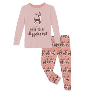 Bamboo Long Sleeve Graphic Tee Pajama Set - Blush Rudolph Baby & Toddler Sleepwear