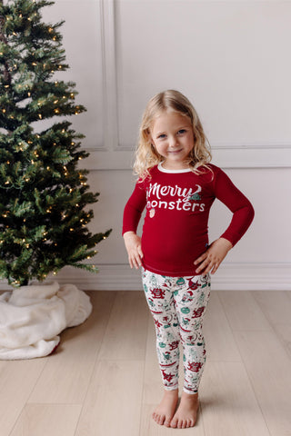 Bamboo Long Sleeve Graphic Tee Pajama Set - Merry Monsters Baby & Toddler Sleepwear