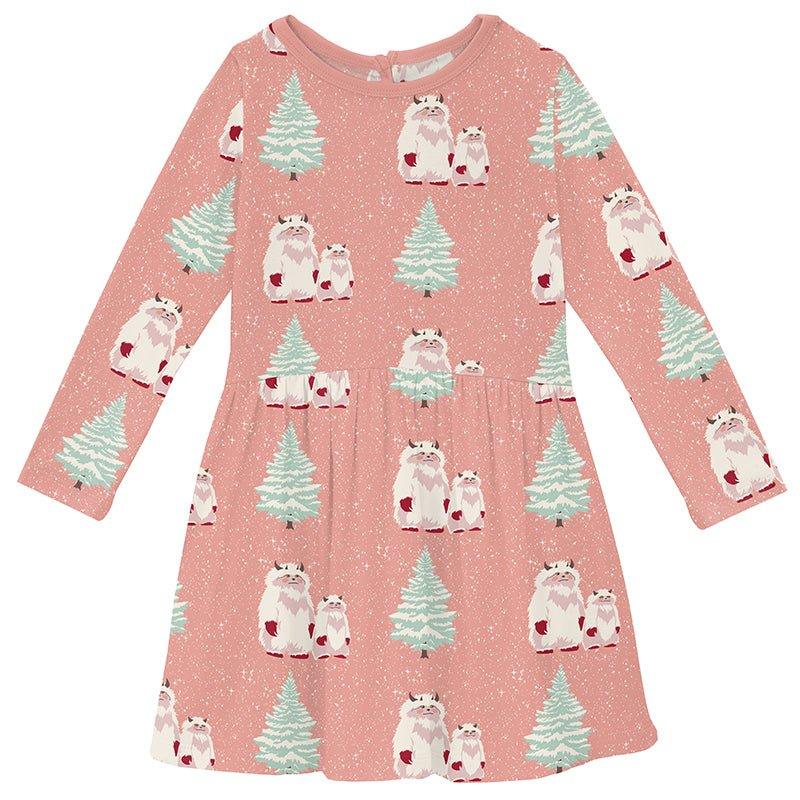 Long Sleeve Twirl Dress with Pockets - Blush Yeti | KicKee Pants 2T Long Sleeve Twirl Dress with Pockets - Blush Yeti | KicKee Pants 2T