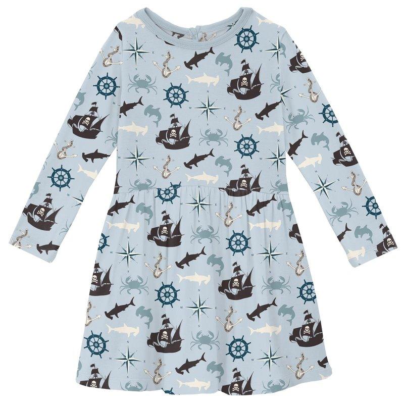 Kickee Pants Twirl Dress with Pockets - Illusion Blue Pirate Adventure Kickee Pants Twirl Dress with Pockets - Illusion Blue Pirate Adventure