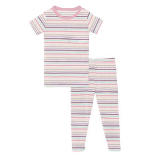 Kickee Pants Short Sleeve Pajama Set - Ice Cream Stripe