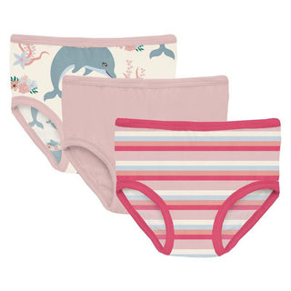 Bamboo Underwear (Set of 3) - Natural Dolphins, Baby Rose & Baby Rose Stripe Toddler Underwear