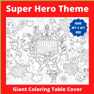 Super Hero Coloring Table Cover Posters Creative Crayons Workshop Style: Non-personalized Images Only