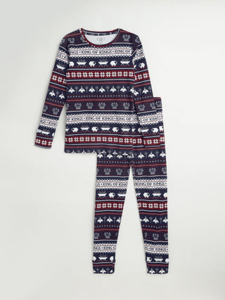 King of Kings Midnight Blue PJ Long Sleeve Set Cotton Two Piece Holy Pals Size: 02
