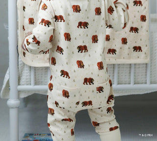 Footless Romper with 2-Way Zipper - Brown Bear L'ovedbaby Size: 9-12 Months
