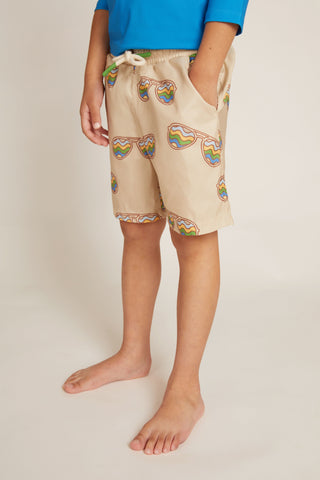 Groovy Glasses Swim Trunk Swimwear Mon Coeur Size: 01Y Color: Semolina/Multi