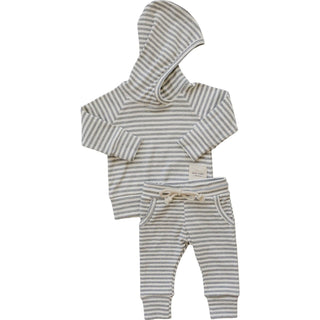 Grey Striped Hooded Set Mebie Baby Size: 0-3