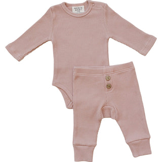 Pink Bodysuit Waffle Set Mebie Baby Size: NB
