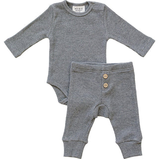 Charcoal Bodysuit Waffle Set Mebie Baby Size: NB