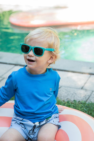 French Blue Baby Rashguard Swimsuit Mon Coeur Size: 03-06M Color: French Blue