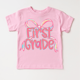 Girls 1st Grade Bow Back To School Shirt - First Day Of School Tee