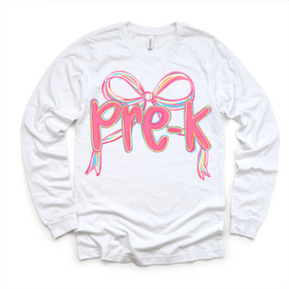 Girls Pre-K Bow Back To School Shirt - First Day Of School Tee