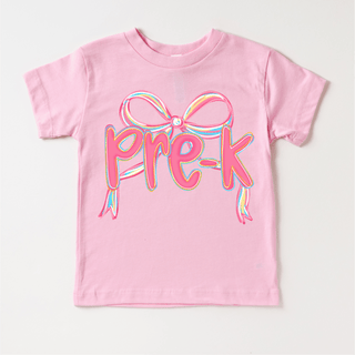 Girls Pre-K Bow Back To School Shirt - First Day Of School Tee