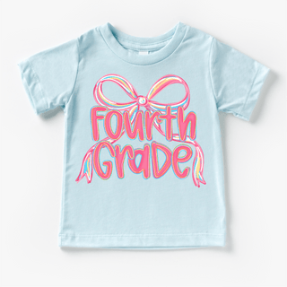 Girls Fourth Bow Back To School Shirt - First Day Of School Tee
