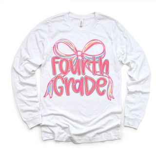 Girls Fourth Bow Back To School Shirt - First Day Of School Tee