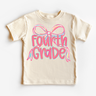 Girls Fourth Bow Back To School Shirt - First Day Of School Tee