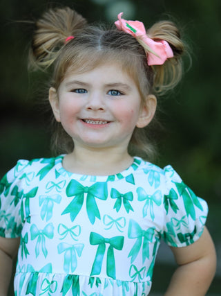 St. Patrick's Day Bow Top and Ruffled Leggings Girls Set Outfit Rylee Faith Designs Size: 2