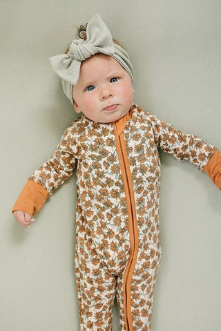 Bamboo Convertible Footie Romper - Cream Magnolia (Floral) Baby & Toddler Sleepwear