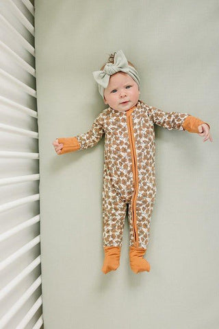 Bamboo Convertible Footie Romper - Cream Magnolia (Floral) Baby & Toddler Sleepwear