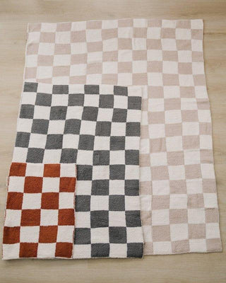Plush Blanket - Charcoal Checkered Swaddling & Receiving Blankets