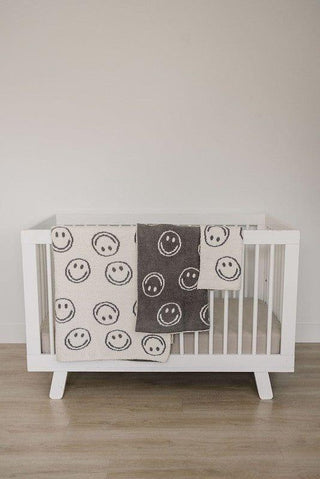Plush Blanket - Charcoal Smiley Swaddling & Receiving Blankets