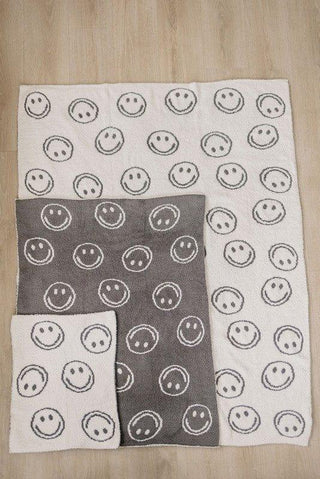Plush Blanket - Charcoal Smiley Swaddling & Receiving Blankets