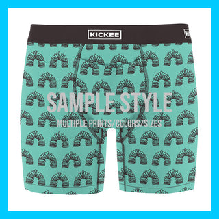 Kickee Pants Men's Mid-Length Boxer Briefs with Top Fly - Fall 3 Aquatic Adventure PRE-ORDER (AA24)
