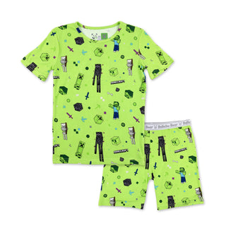 Bamboo Short Sleeve Pajama Set with Shorts - Minecraft Mob Squad Baby & Toddler Sleepwear Bellabu Bear Size: 4T