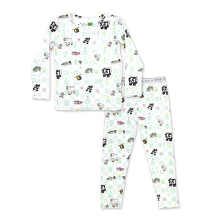 Bamboo Long Sleeve Pajama Set - Minecraft Sleep Repeat Bellabu Bear Size: 4T