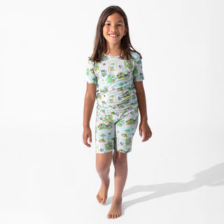 Bamboo Short Sleeve Pajama Set with Shorts - Minecraft Overworld Dreams Baby & Toddler Sleepwear Bellabu Bear Size: 2T