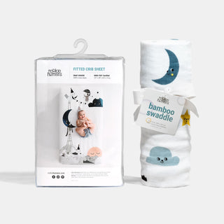 Crib Sheet & Swaddle Baby Gift Set - Moon's Birthday Rookie Humans